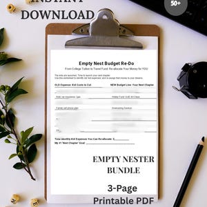 Empty Nester Budget Planner: Savings Tracker, Date Night Ideas (3-Page PDF)
