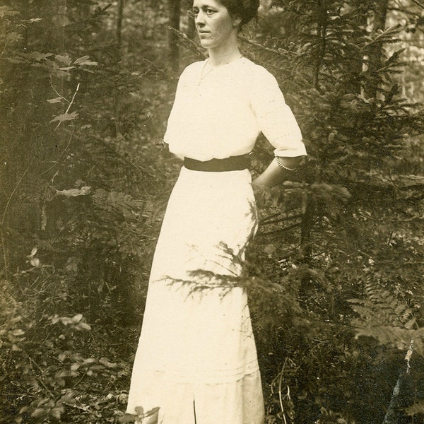 Glowing Lady in Forest Vintage RPPC