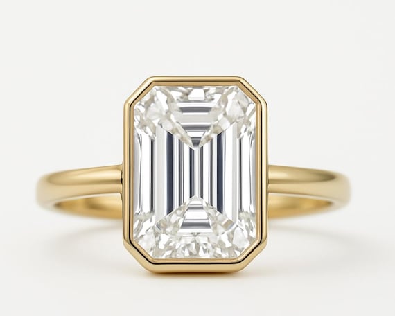 3 Carat EMARALD Cut Lab Grown Diamond Ring, IGI Certified Lab Diamond Solitaire Engagement Ring VVS2 Clarity