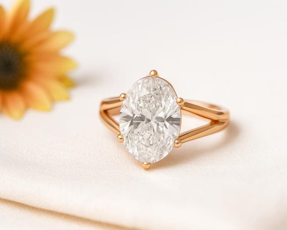 3 Carat Oval Cut Lab Grown Diamond Ring IGI Certified 18K Gold Solitaire Ring, Minimalist Lab Created Bridal Ring, Unique Dainty Oval Ring