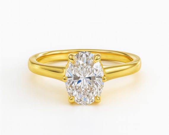 1.5 Carat Oval Cut Lab Grown Diamond Ring IGI Certified VVS2 Clarity Solitaire Minimalist Oval shape Ring, Handmade Jewelry Engagement Ring