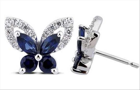 0.25–0.26CT Diamond Sapphire Earrings – Elegant 14K White Gold Butterfly Earrings, Emerald Earrings, Ruby Gemstone Earrings for Her