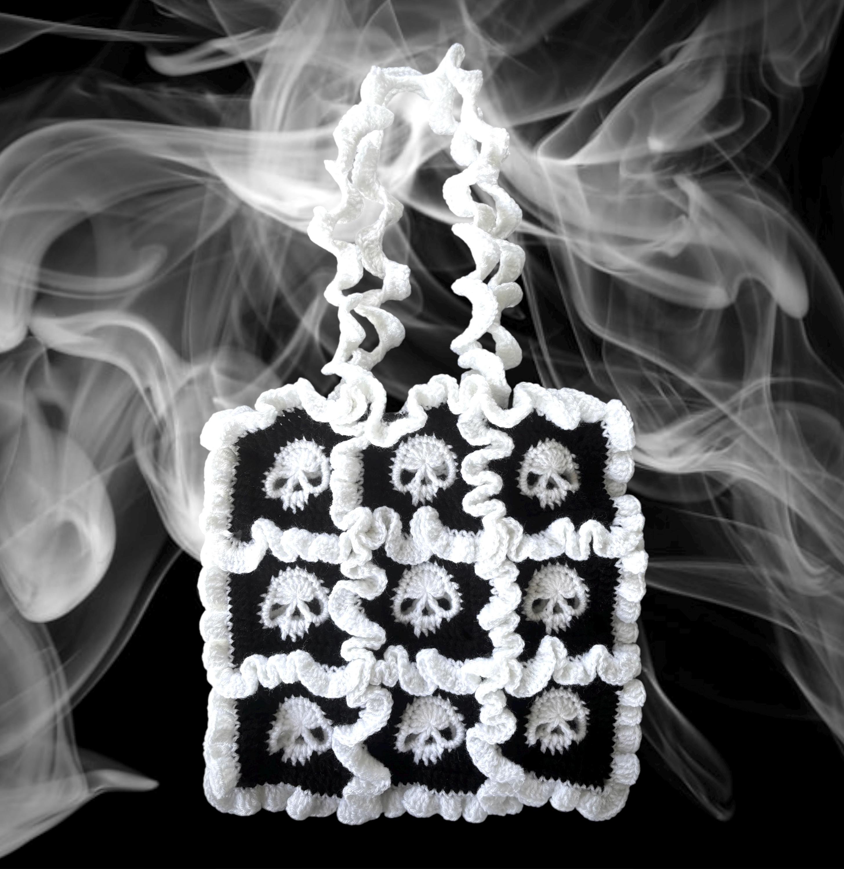 25 Skull Granny Square Crochet Patterns for Halloween, Gothic Decor, and Clever Motifs 22 Crochet Pattern: Skull Tote Bag