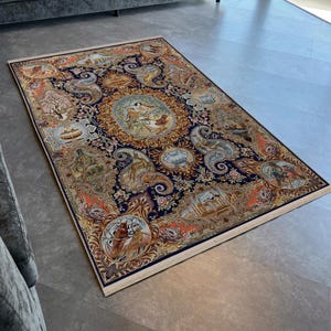 Turkish Persian-Style Rug | Luxury Oriental Carpet | Traditional Floral Area Rug | Antique Boho Living Room Rug | Gift for Home Decor