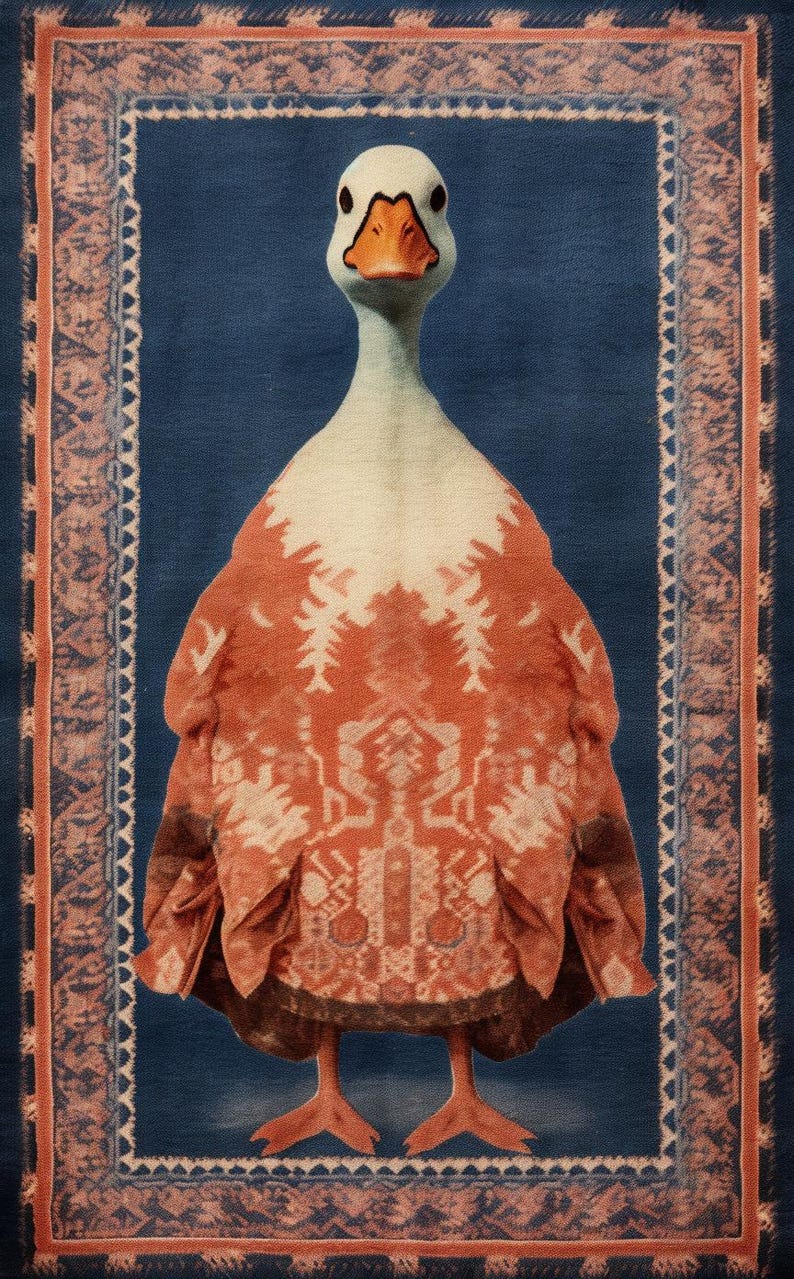 Vintage Duck Print Rug | Inspired Wall Tapestry | Boho Decorative Rug ...