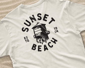 Sunset Beach California Water Tower T-Shirt, Vintage Surf Tee, Coastal Beach Shirt
