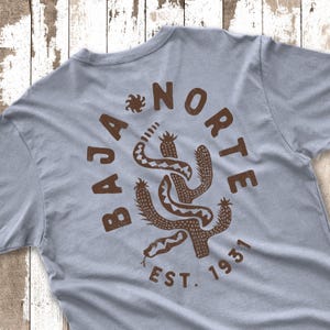 Baja Norte Surf T-Shirt, Vintage Baja California Tee, Retro Beach Shirt Light Blue