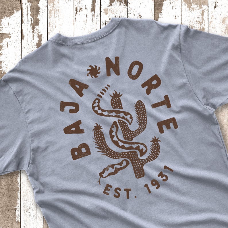 Baja Norte Surf T-Shirt, Vintage Baja California Tee, Retro Beach Shirt Light Blue