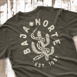 Baja Norte Surf T-Shirt, Vintage Baja California Tee, Retro Beach Shirt Army