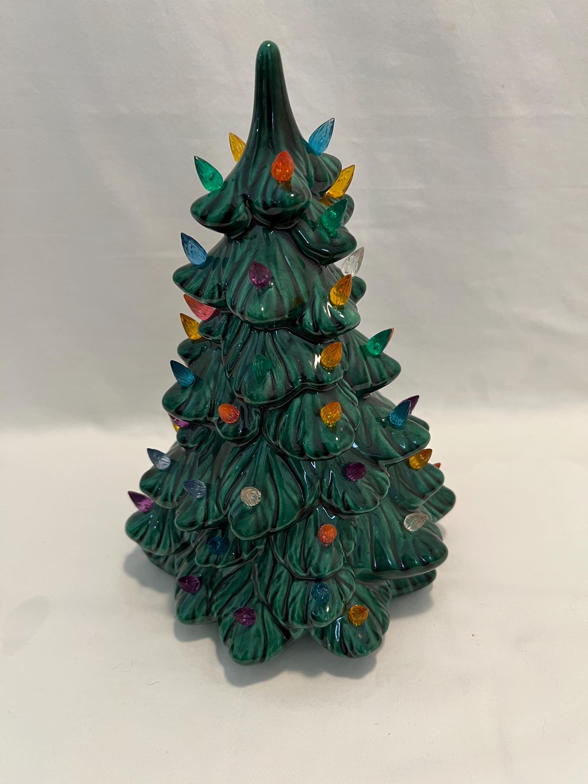 Vintage 1979 Ceramic Light up Removable Ornaments Christmas Tree 9.5 ...