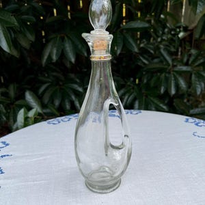 Vintage Clear Blown Glass Decanter With Cork Stopper 11 Inches Elegant Design