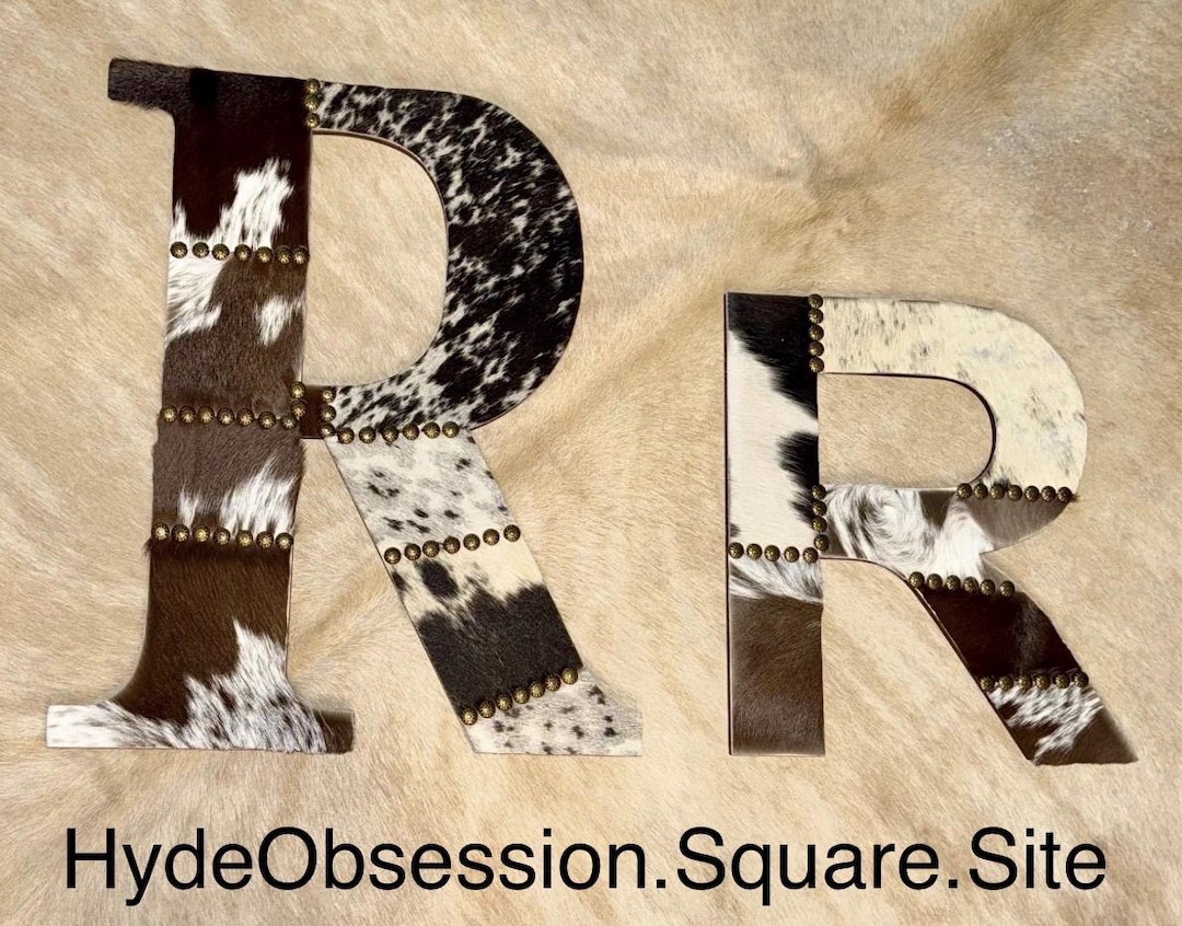Cowhide Wooden Letter - Western Decor, Wedding Decor - 17 in
