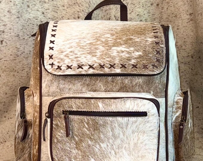 Cowhide Leather Contrast Backpack