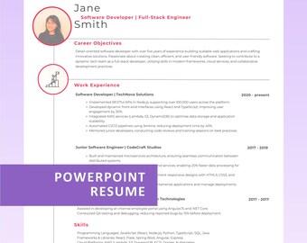 Lebenslauf-Vorlage für PowerPoint&Canva in 5 Farben, Empfehlungsschreiben, Professioneller Lebenslauf, Einfach zu bearbeiten und exportieren