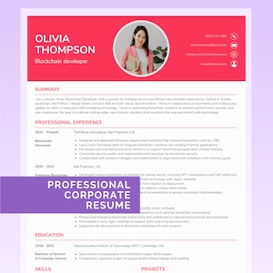 Plantilla de currículum profesional corporativo, CV compatible con ATS, 1 y 2 páginas, fácil de editar en Word y Canva, descarga instantánea