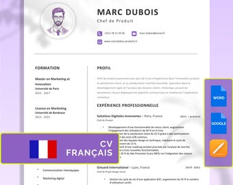Französischer Lebenslauf, Word, Pages, Google Docs, Motivationsschreiben, Referenzen, Modell Lebenslauf, einfacher Lebenslauf, Lebenslauf Französisch, Lebenslauf minimalistisch, Bearbeitbar