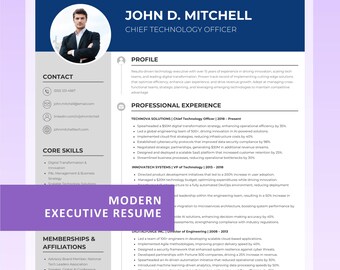 Modernes Führungskräfte-Lebenslauf-Template, 1 & 2 Seiten, Professioneller Lebenslauf, Einfach zu Bearbeiten in Word und Canva