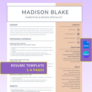 CV profesional Word & Canva + cartas, Ideal para tech, finanzas, IT, Descarga digital, Plantillas de 1, 2, 3 o 4 páginas