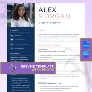 Professional Resume Template for Microsoft Word and Canva | Cover Letter | Resume Template with Photo | CV Template