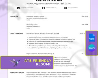 ATS-freundlicher Lebenslauf, Word & Canva, ATS-Lebenslaufvorlage, Einfacher Lebenslauf, Basis-Lebenslauf, Anschreiben, Referenzen