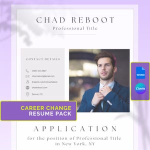 Plantilla de CV para Cambio de Carrera | Compatible con ATS | CV en Word&Canva | 1–2 Páginas | Carta de Presentación | Referencias | Portada