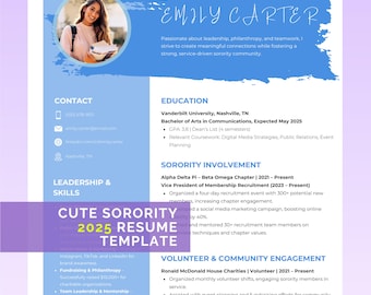 Niedliche Schwesternschaft Lebenslauf-Vorlage 2025, 1-2 Seiten, Anschreiben, einfach zu bearbeiten in Word und Canva, sofortiger Download