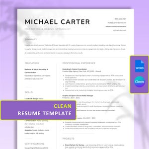 Modelo de CV limpo para Word e Canva | CV executivo minimalista | Modelo simples, moderno e fluido | Modelo de CV minimalista 2025