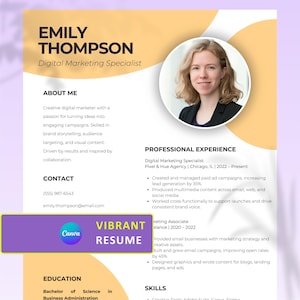 Plantilla de CV Creativo | Compatible con ATS | CV en Canva | 1–2 Páginas | Carta de Presentación | Referencias | Portada
