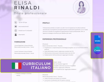 Modello di Curriculum Italiano | Kompatibel mit ATS | Leinwand & Wort | Seite 1-2-3 | Lettera di presentazione | Referenze