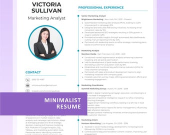 Minimalistisches Lebenslauf-Template, ATS-kompatibel, 1 & 2 Seiten, Referenzen, Einfach zu Bearbeiten in Word und Canva, Sofortiger Download