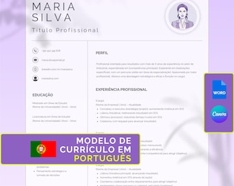 Modelo de Currículo em Português | Kompatibel mit ATS | Lebenslauf Leinwand | 1-2-3 Páginas | Carta de Apresentaç Ö | Download Instantaneo