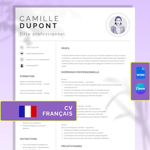 Modèle de Lebenslauf Français | Kompatibel mit ATS | Leinwand&Wort | 1-2-3 Seiten | Motivationsschreiben | Referenzen | TéléChargement Instantané