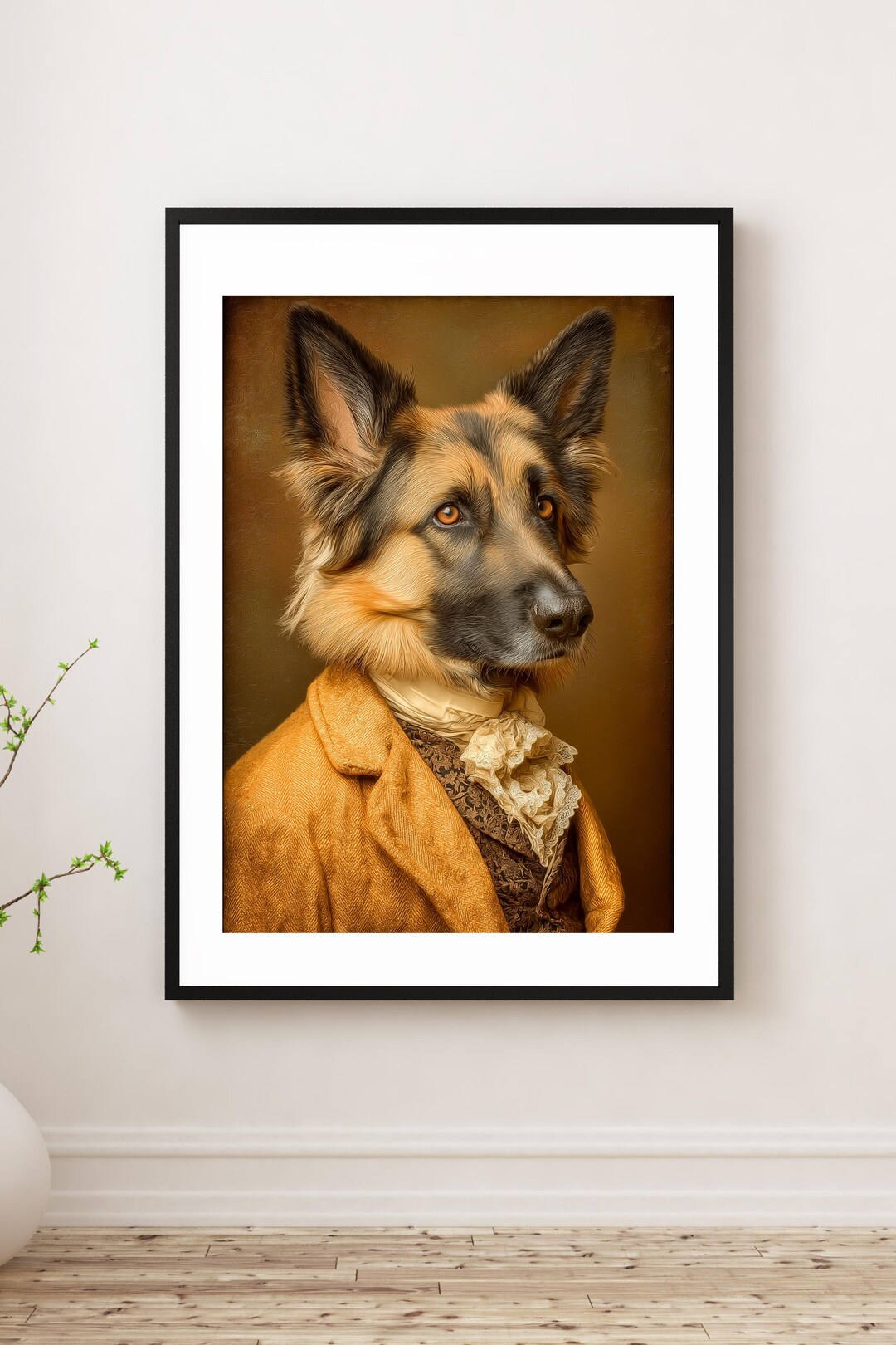 Victorian German Shepherd Wall Art – Elegant Gentleman Dog Portrait ...