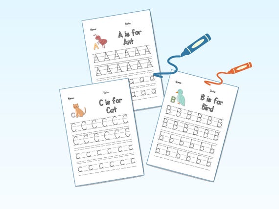 Kindergarten Tracing Letters Worksheets- Printable ABC Coloring Book for, Alphabet Coloring Pages