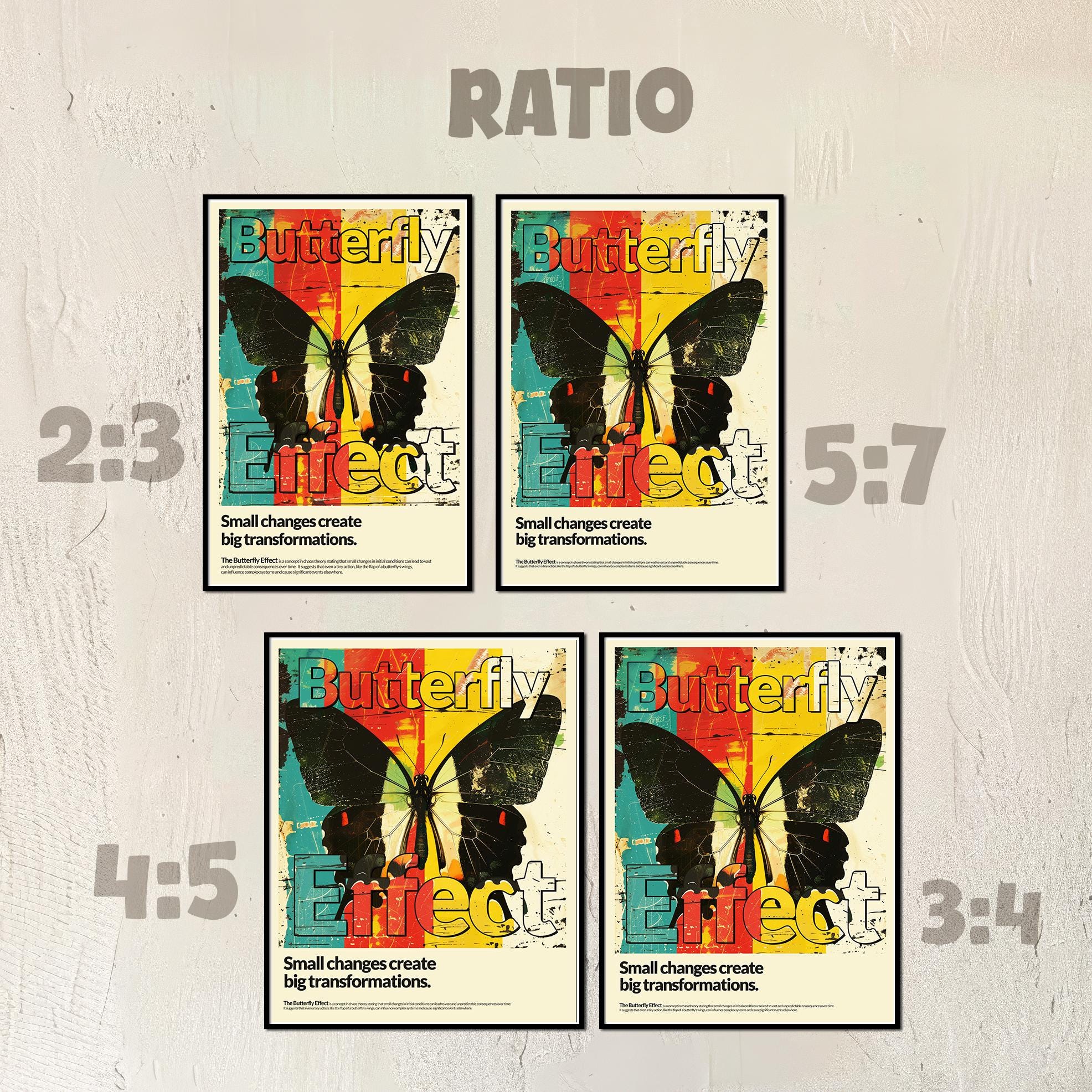 Retro Butterfly Effect Poster, Motivational Quote, Vintage Wall