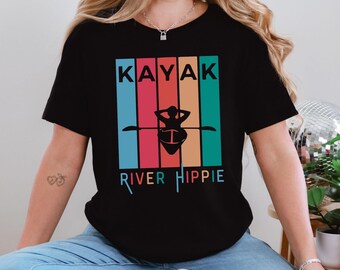 Kayak River Hippie T-shirt: Retro Graphic Outdoor Tee