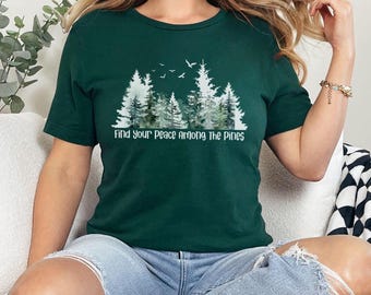 Watercolor Pine Tree Shirt: Forest Graphic Tee, Nature Camping Gift