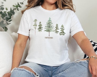 Watercolor Pine Trees T-Shirt: Evergreen Nature Tee
