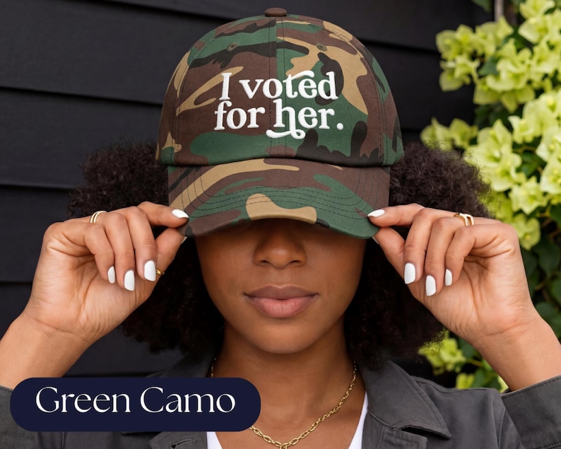I Voted For Her Embroidered Dad Hat | Feminist Hat | Anti Trump Cap | Political Gift for Women image 1