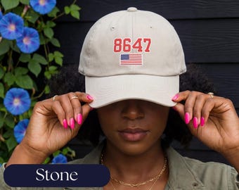 8647 Embroidered Hat | Anti Trump Hat | Political Protest Cap | American Flag Hat | Resistance Gift
