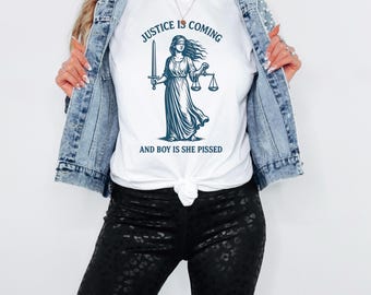 Lady Justice Graphic T-Shirt: Feminist Protest Anti-Trump Tee