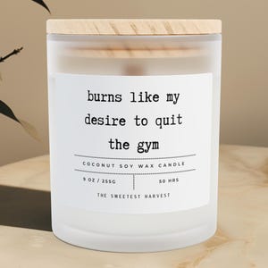 Funny Candle Fitness Humour Home Decor Present For Her Funny Gym Gift For Him Gift for Friend Birthday Gift For Colleague