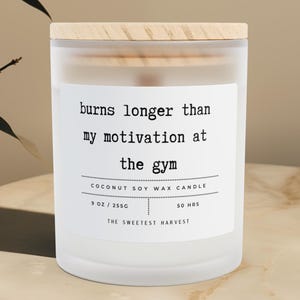 Funny Fitness Candle Humorous Gym Home Decor Present For Her Funny Gift For Him Gift for Friend Birthday Gift For Colleague