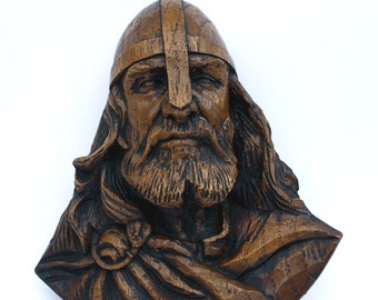 Vikingakrigarens huvud, hednisk nordisk handgjord prydnad, Ragnar Lothbrok, gåva, skulptur