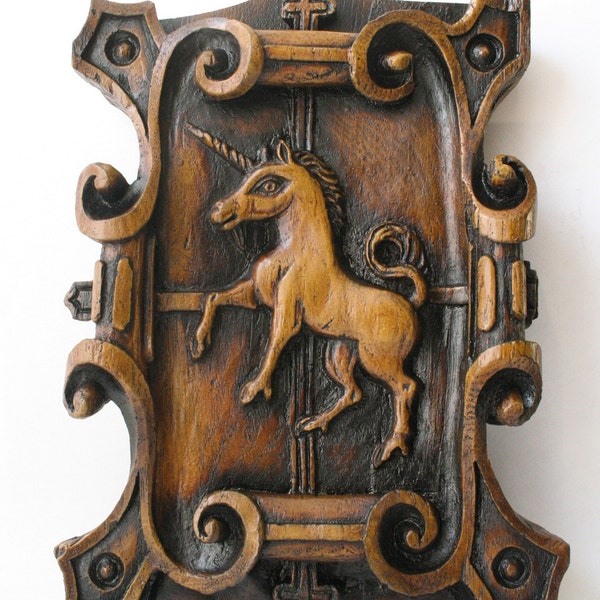 Unicorn, Medieval Reproduction Cathedral Carving.