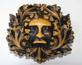 Green Man Medieval Gothic Reproduction Cathedral Carving.