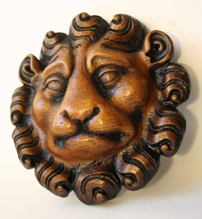 Lion Mask Reproduction Gothic English Cathedral Carving Plaque Pagan Gift image 3