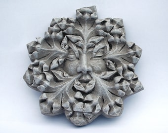 Green Man Stone Effect Medieval Gothic Reproduction Cathedral Pagan Carving Gift.