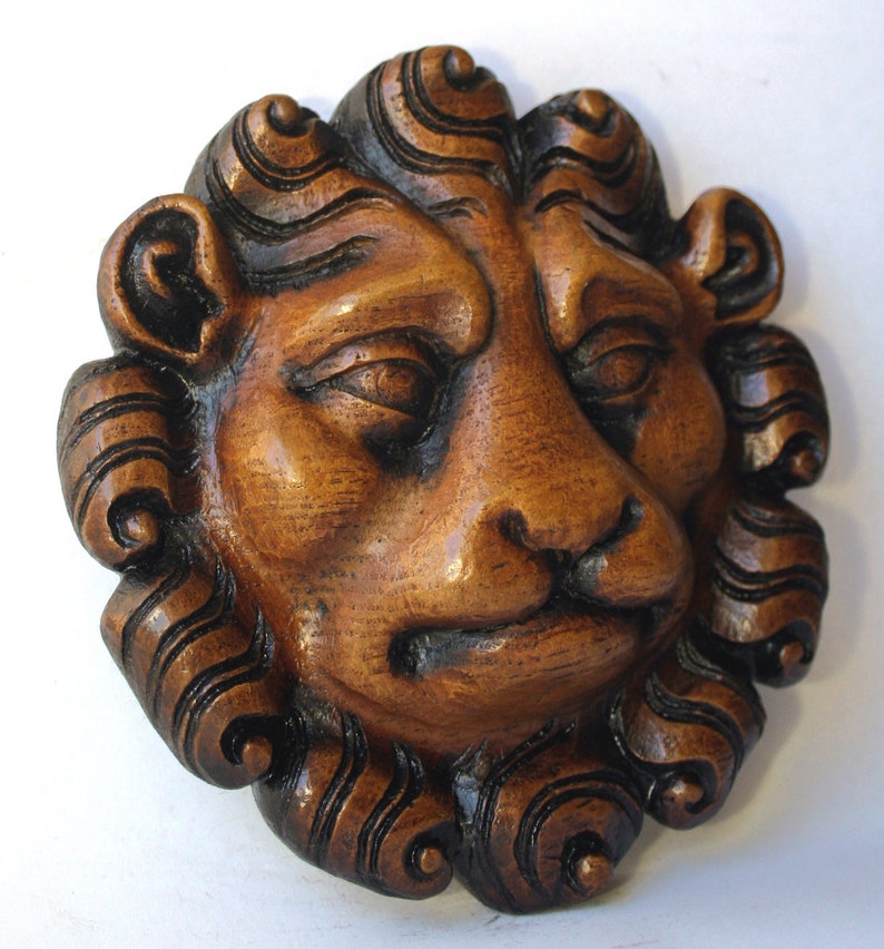 Lion Mask Reproduction Gothic English Cathedral Carving Plaque Pagan Gift image 2