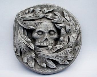 Green Man Skull Reproduction Stone Effect Medieval Cathedral Carving Wall Plaque Gothic Gift